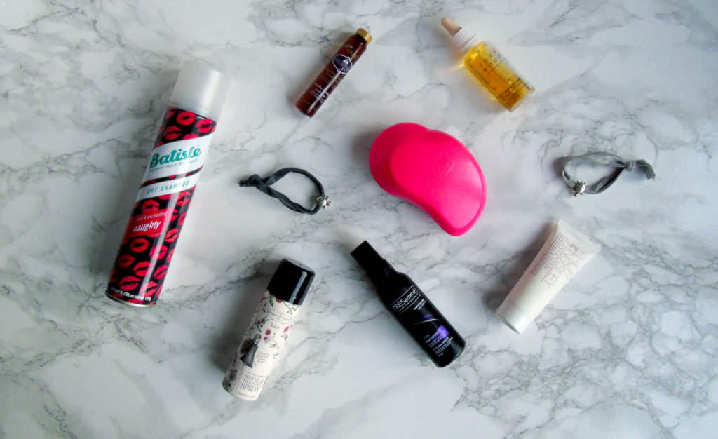 Hair products flatlay